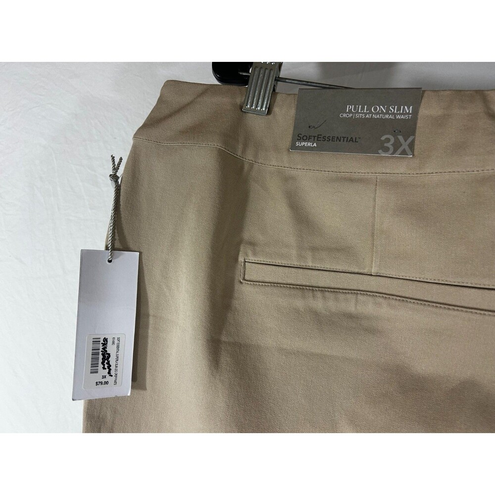 $79 Soft Surroundings Khaki Pull On Slim Fit Cropped Pants Women’s 3XL